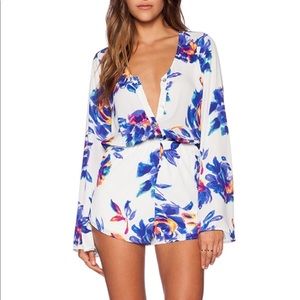 Blue and White Floral Romper by Show Me Your MuMu